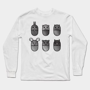 Grayscale Pill Animals Long Sleeve T-Shirt